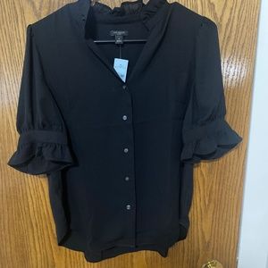 Black Ruffle Ann Taylor Top SP